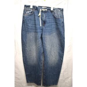 KBB by Kahlana Women's Mid-Rise Barrel Leg The Lynnox Jean Dark Wash Size 16